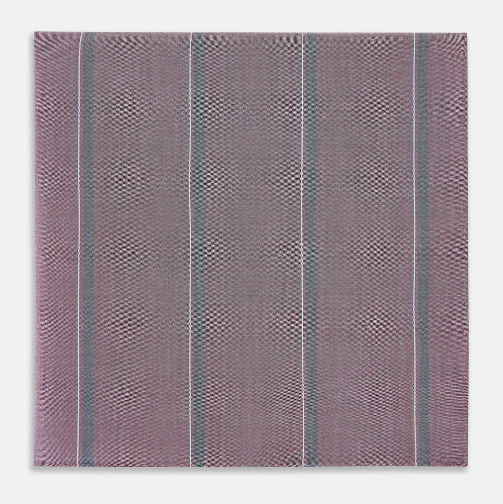 Cerise Red Track Stripe Hand-Rolled Handkerchief