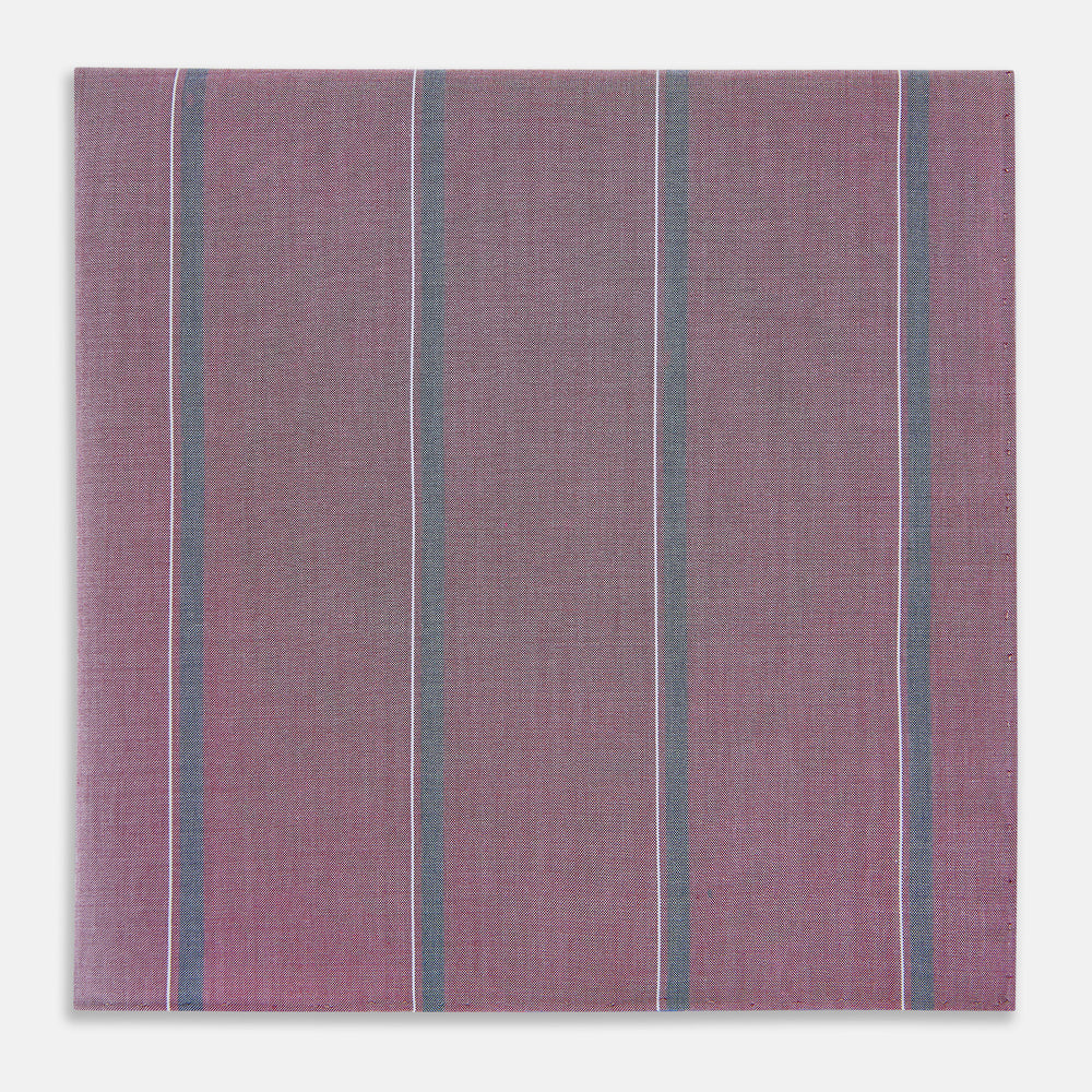 Cerise Red Track Stripe Hand-Rolled Handkerchief