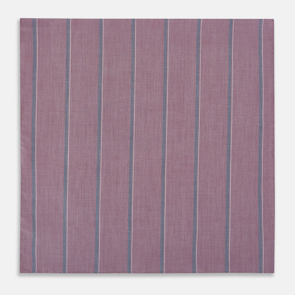 Cerise Red Track Stripe Hand-Rolled Handkerchief
