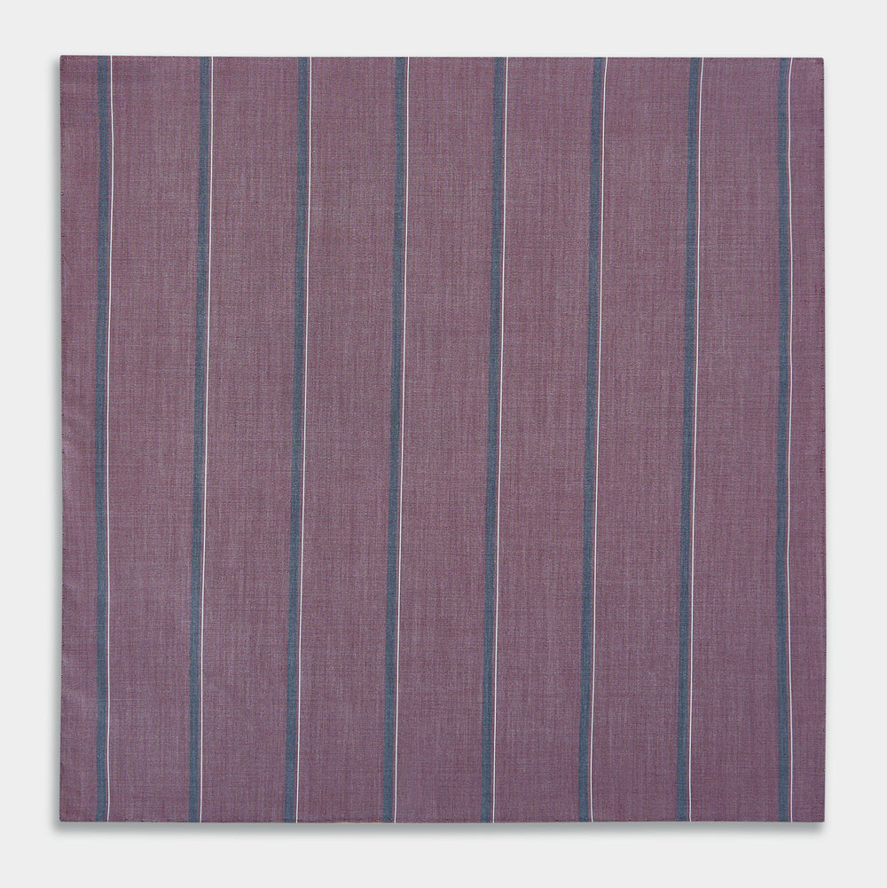 Cerise Red Track Stripe Hand-Rolled Handkerchief