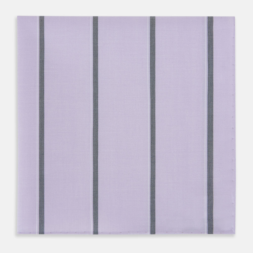 Lilac Track Stripe Hand-Rolled Handkerchief