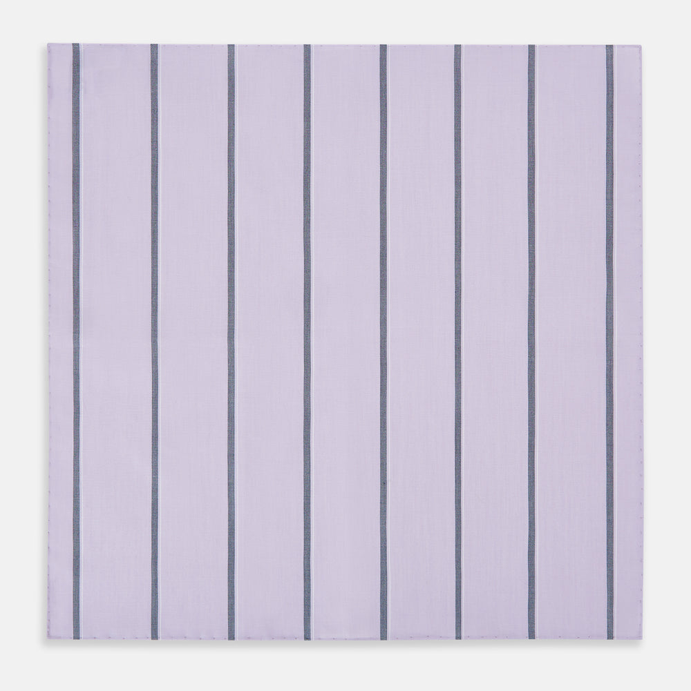 Lilac Track Stripe Hand-Rolled Handkerchief