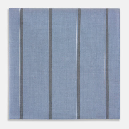 Steel Blue Track Stripe Hand-Rolled Handkerchief