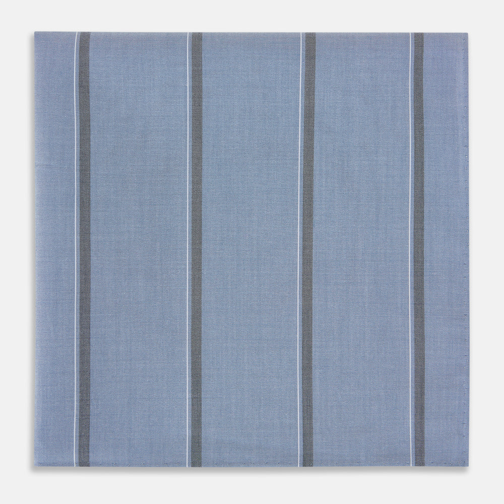 Cendre Blue Track Stripe Hand-Rolled Handkerchief