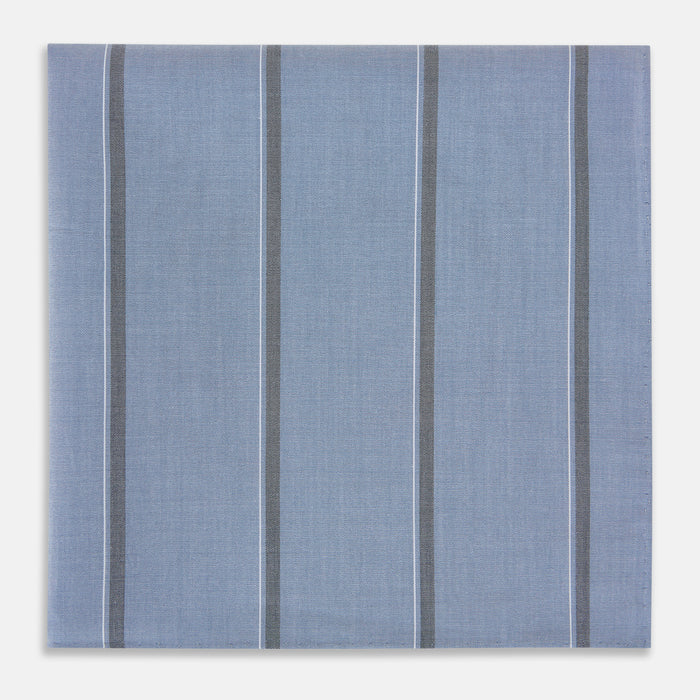 Cendre Blue Track Stripe Hand-Rolled Handkerchief