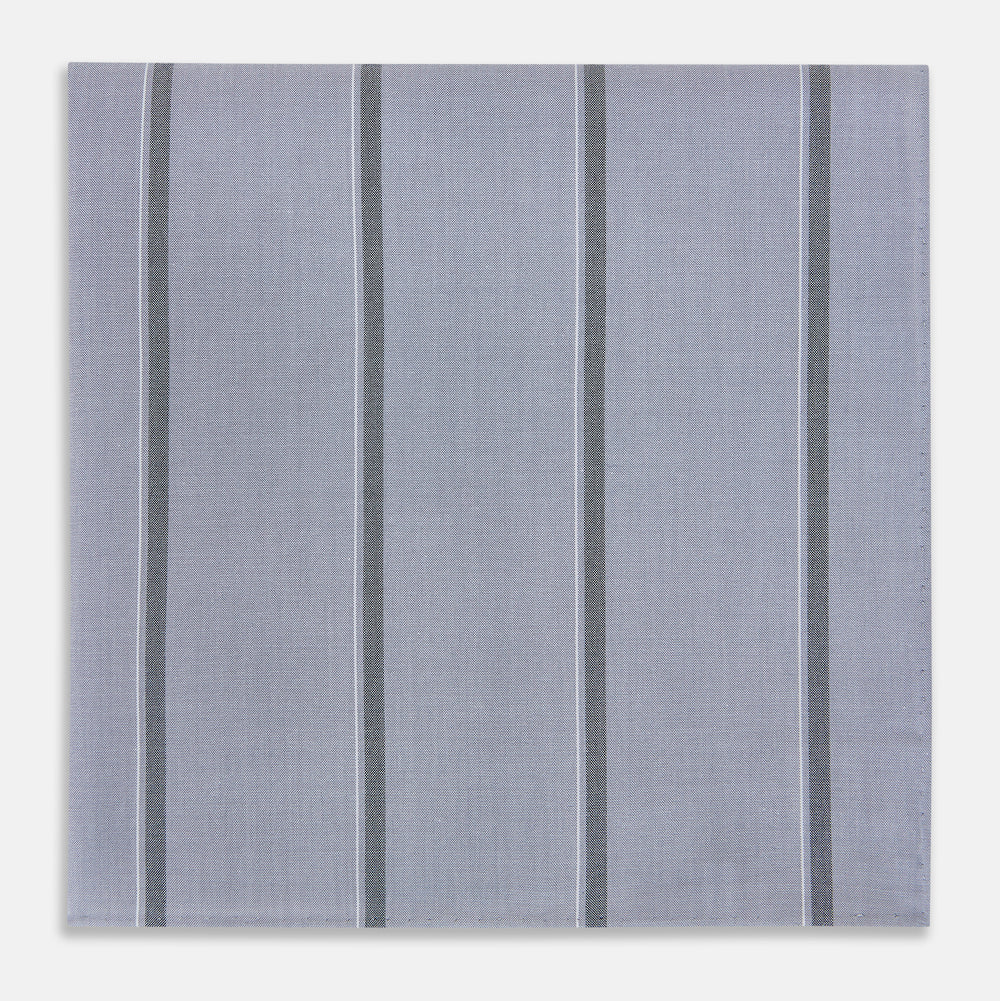 Light Grey Track Stripe Hand-Rolled Handkerchief