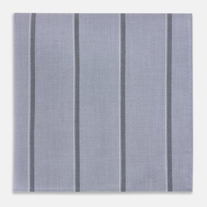 Light Grey Track Stripe Hand-Rolled Handkerchief