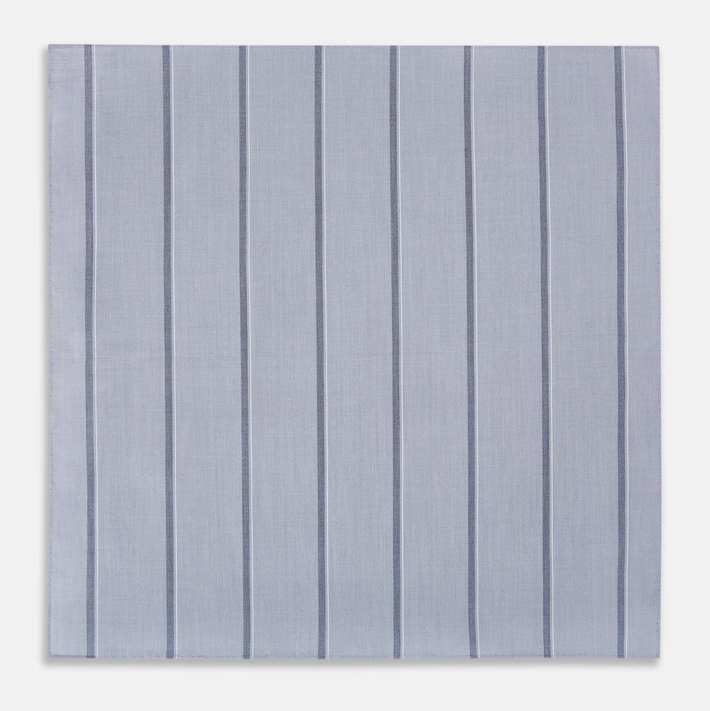 Light Grey Track Stripe Hand-Rolled Handkerchief