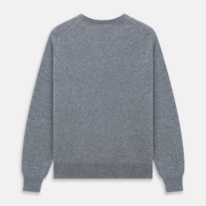 Flannel Grey Crew Neck Cashmere Jumper Image 3