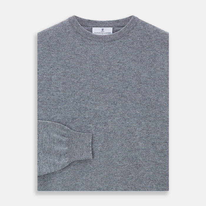 Flannel Grey Crew Neck Cashmere Jumper Image 2