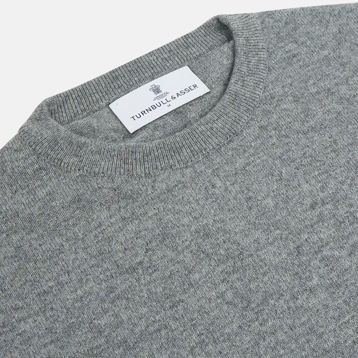 Flannel Grey Crew Neck Cashmere Jumper Image 1