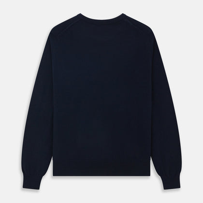 Navy Crew Neck Cashmere Jumper Image 3