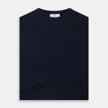 Navy Crew Neck Cashmere Jumper Image 2