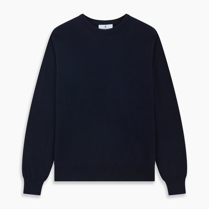 Navy Crew Neck Cashmere Jumper Image 4