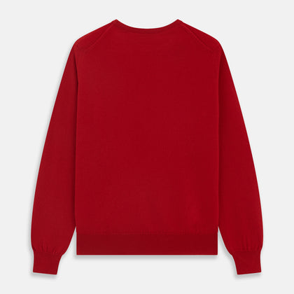 Deep Red Crew Neck Cashmere Jumper Image 3