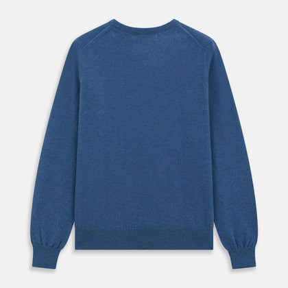 Blue Crew Neck Cashmere Jumper Image 3