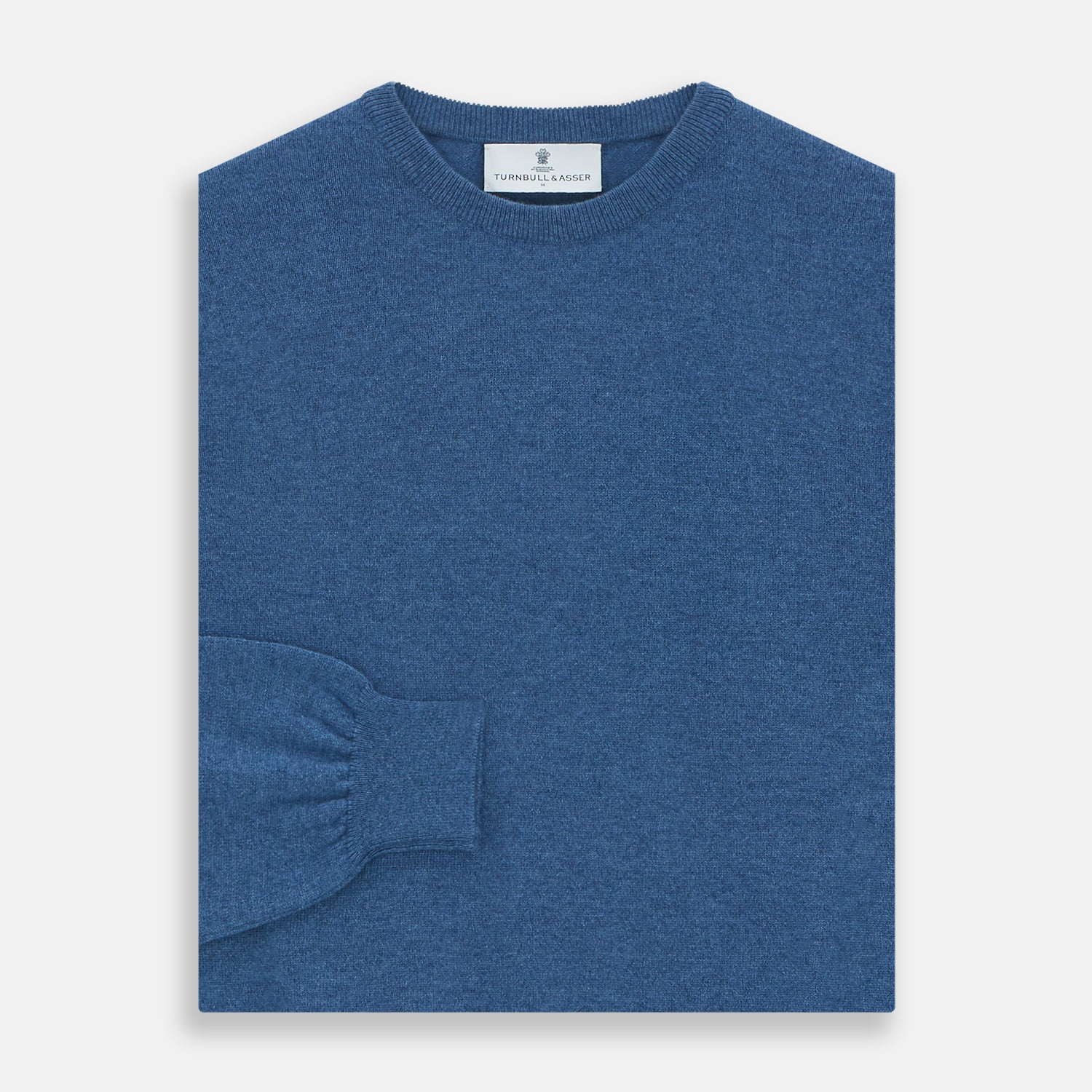 View 3 of product Blue Crew Neck Cashmere Jumper