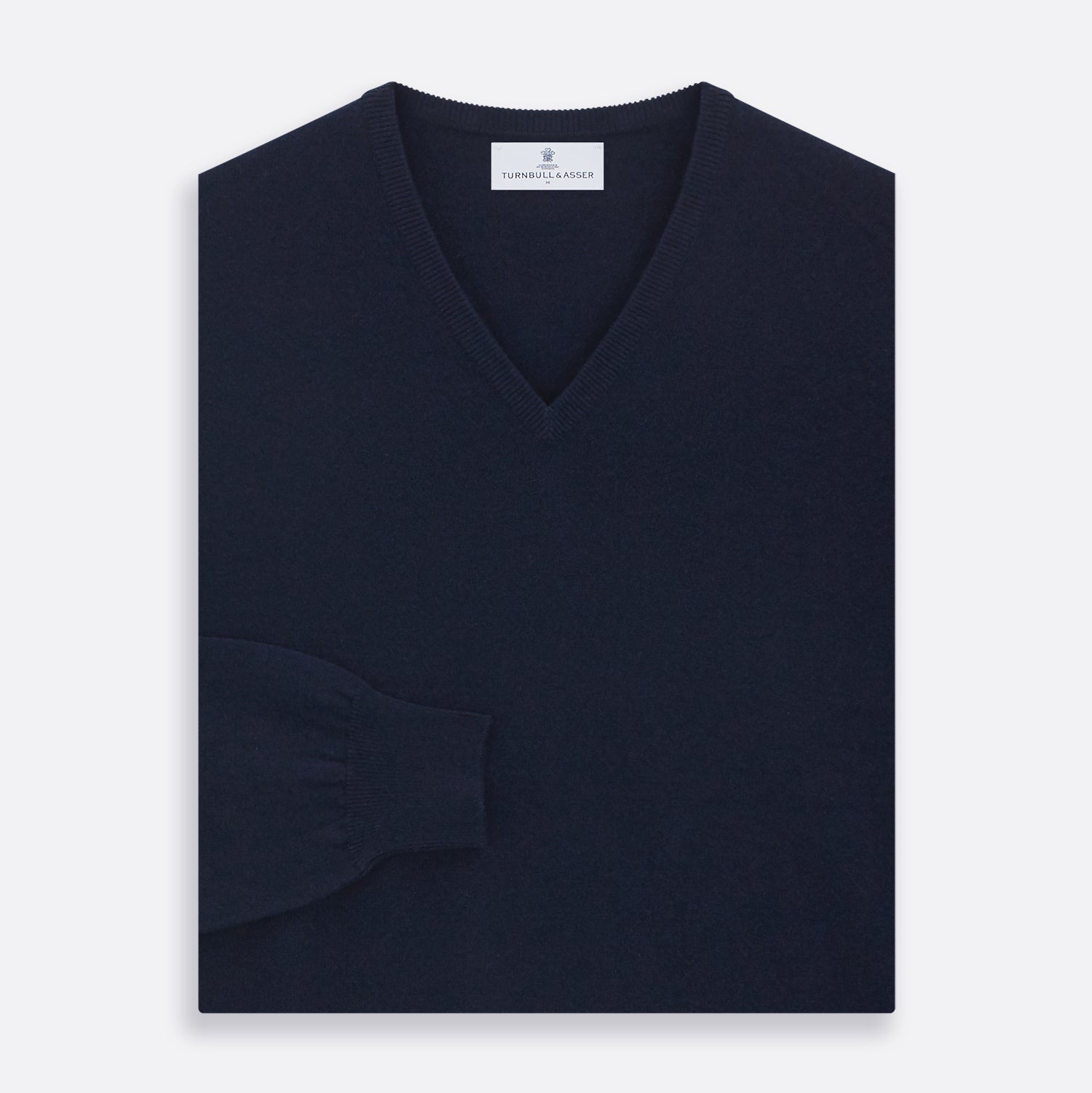 View 3 of product Navy V-Neck Cashmere Jumper
