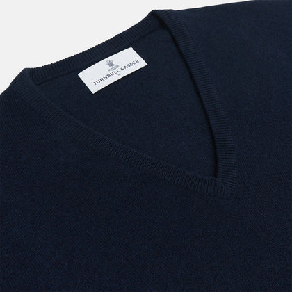 Navy V-Neck Cashmere Jumper