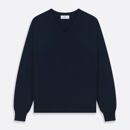 Navy V-Neck Cashmere Jumper
