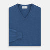 View 3 of product Blue V-Neck Cashmere Jumper