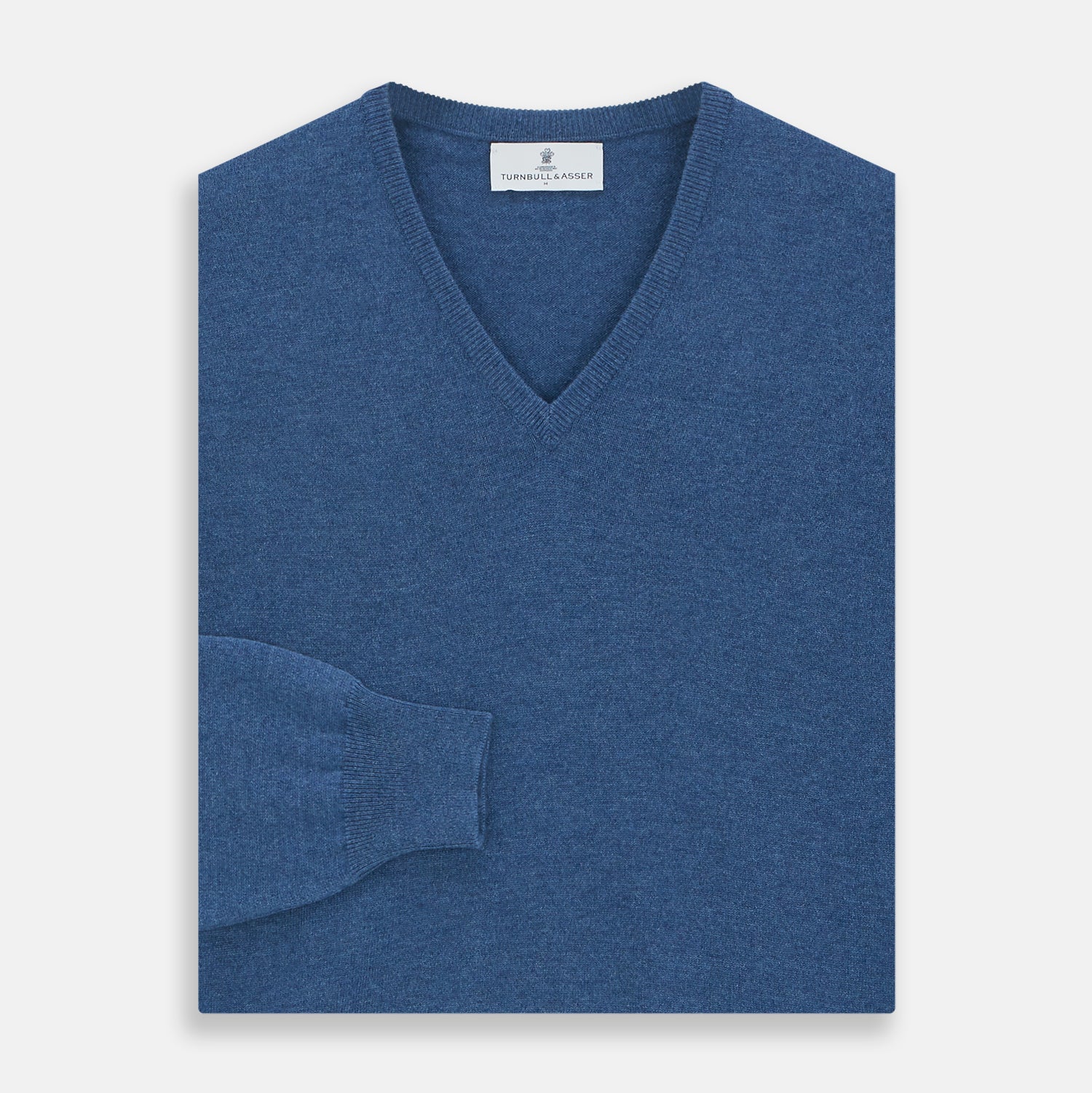 View 3 of product Blue V-Neck Cashmere Jumper