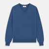View 1 of product Blue V-Neck Cashmere Jumper