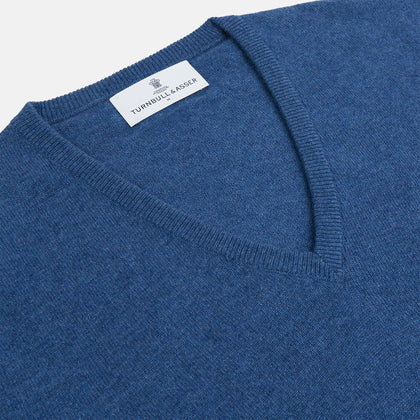 Blue V-Neck Cashmere Jumper Image 1