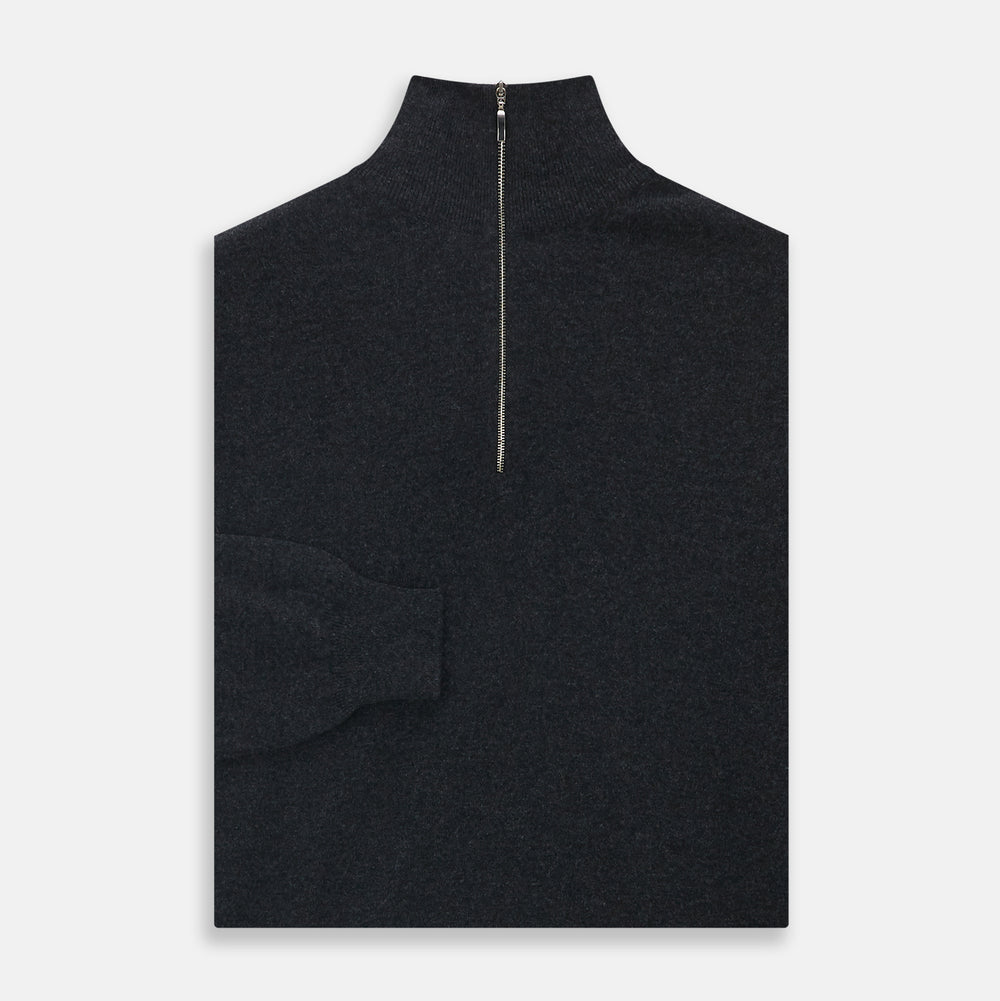 Charcoal Half-Zip Cashmere Jumper
