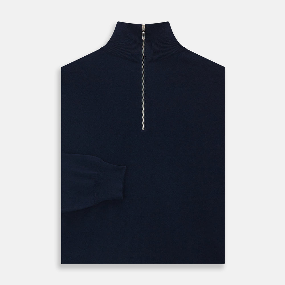 Navy Half-Zip Cashmere Jumper