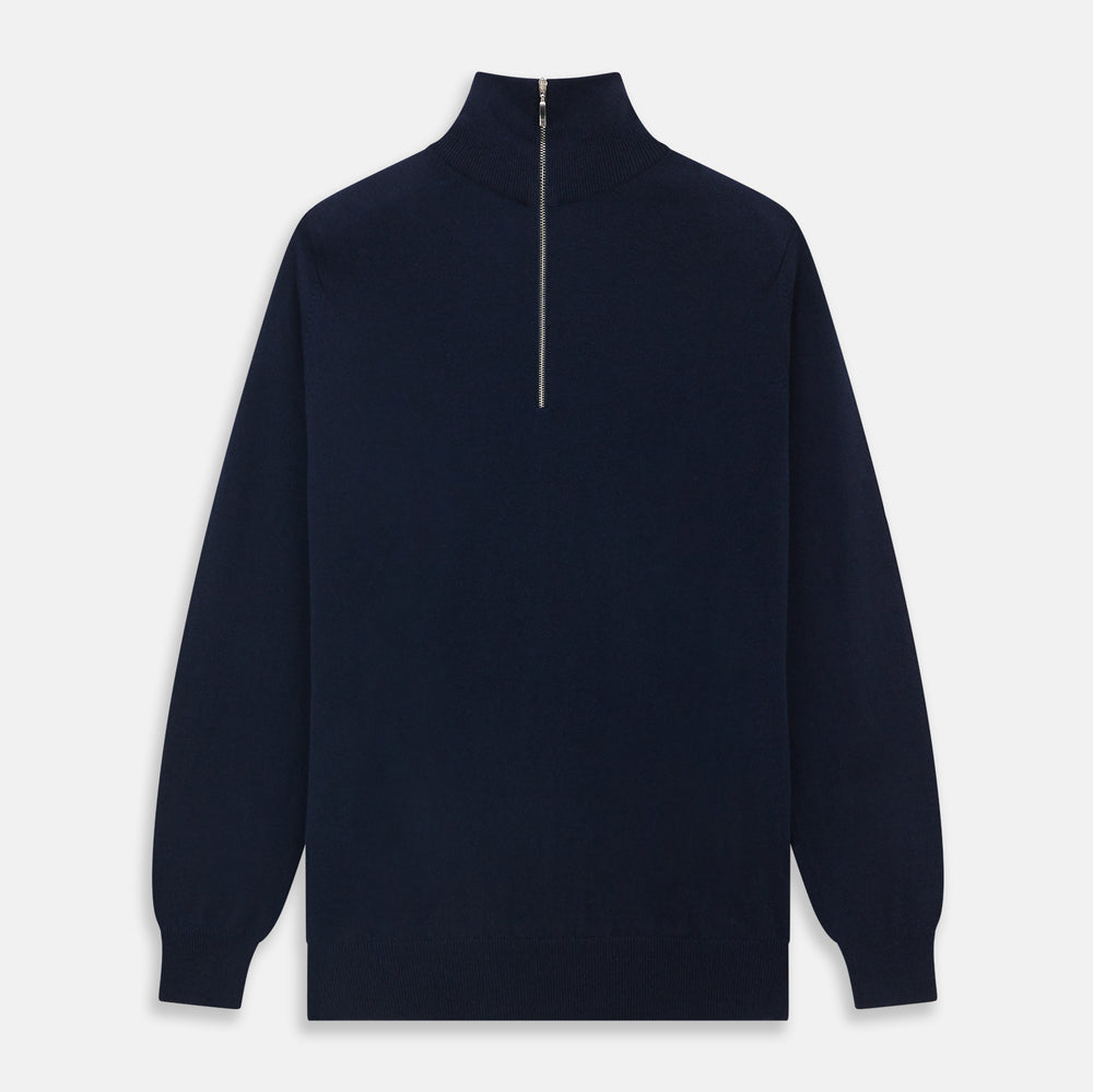 Navy Half-Zip Cashmere Jumper