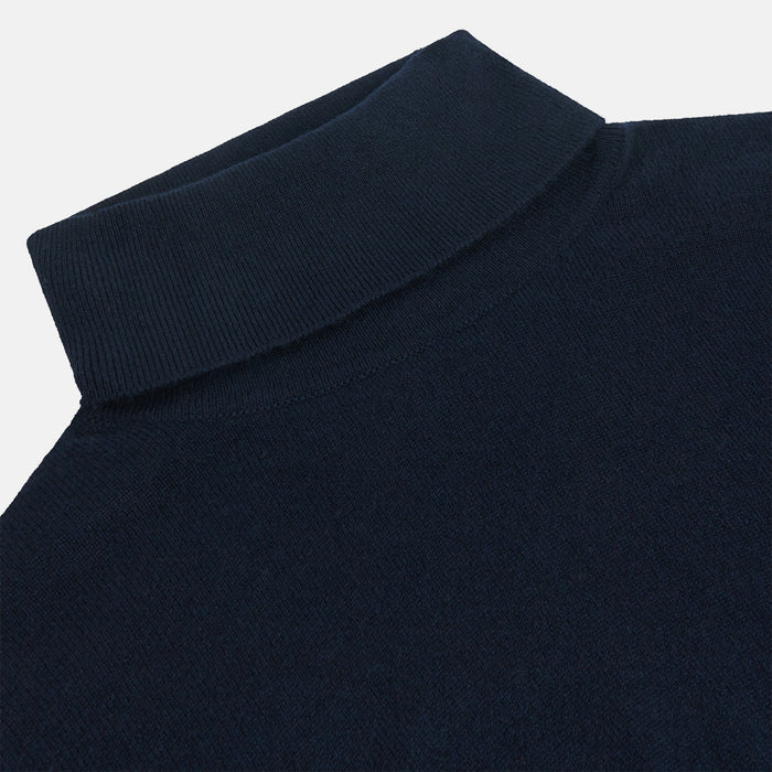 Navy Cashmere Roll Neck Jumper Image 1