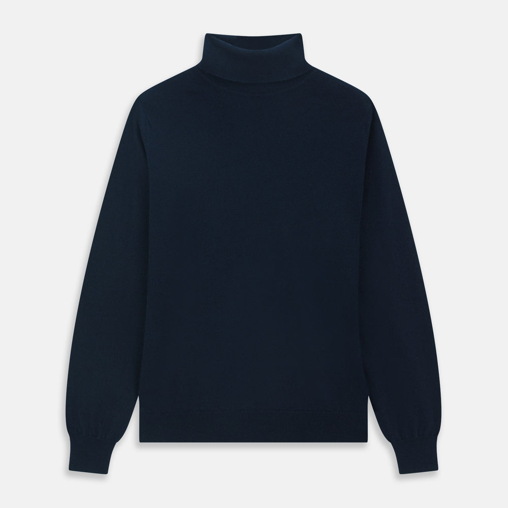 Navy Cashmere Roll Neck Sweater Turnbull Asser