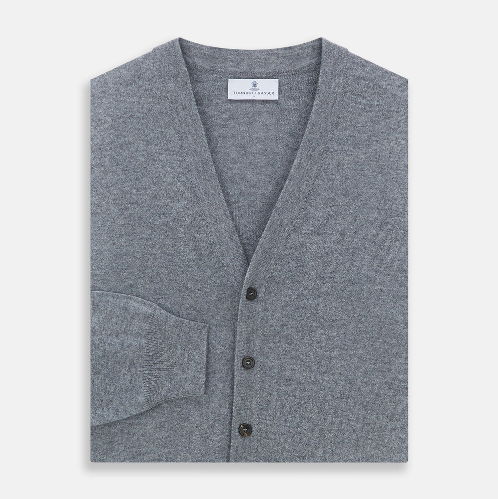 Louis Flannel Grey Cashmere Cardigan