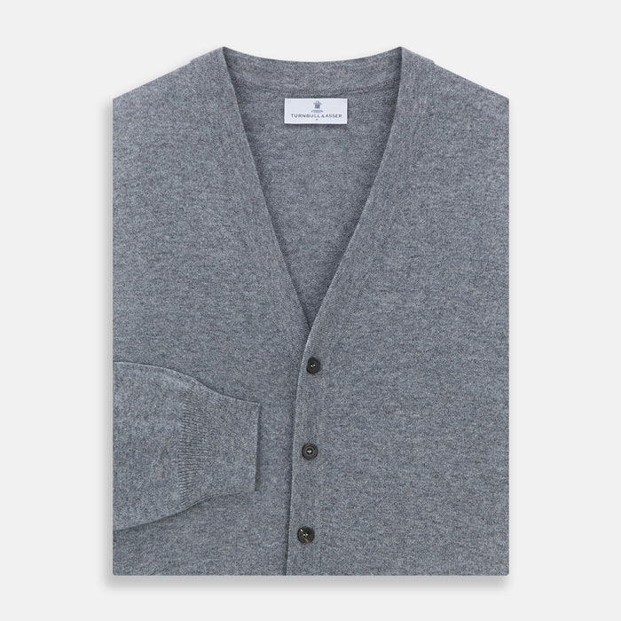 Louis Flannel Grey Cashmere Cardigan Image 2