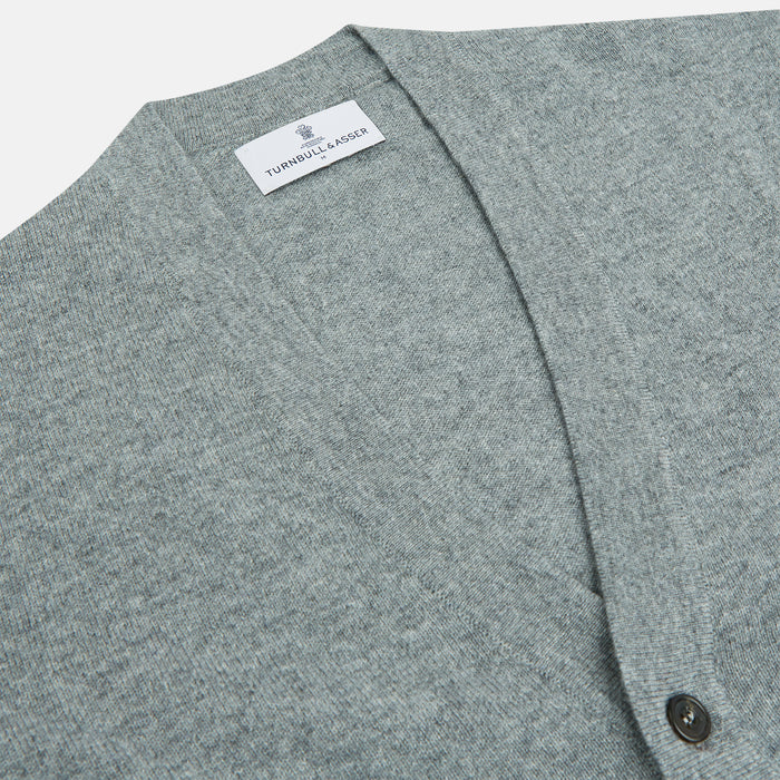 Louis Flannel Grey Cashmere Cardigan Image 1
