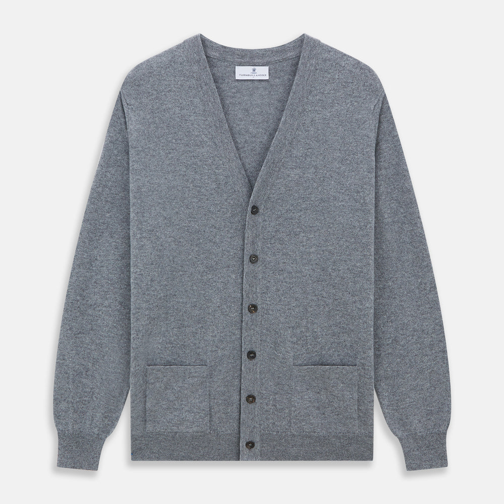 Louis Flannel Grey Cashmere Cardigan
