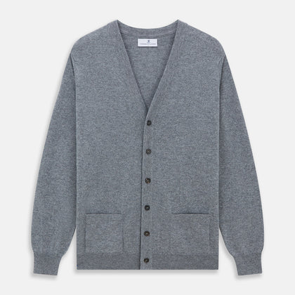 Louis Flannel Grey Cashmere Cardigan
