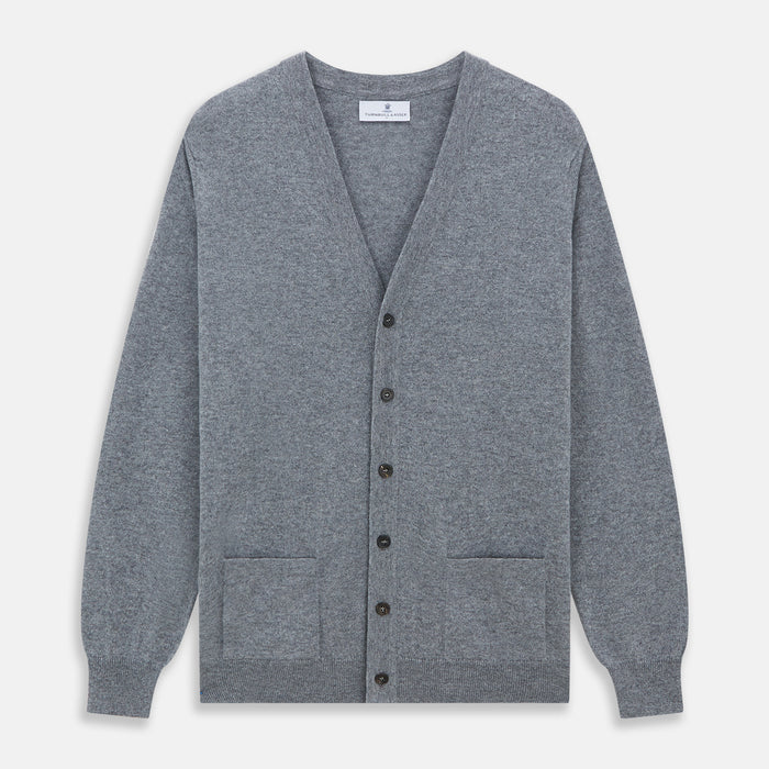 Louis Flannel Grey Cashmere Cardigan