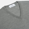 Grey V-Neck Merino Wool Jumper