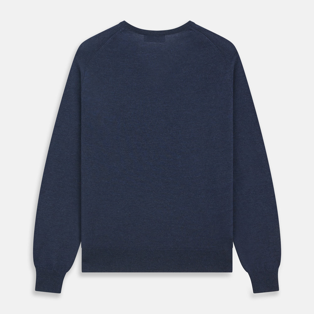 Blue V-Neck Merino Wool Jumper