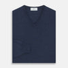 View 3 of product Blue V-Neck Merino Wool Jumper