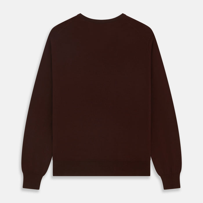 Wine V-Neck Merino Wool Jumper Image 3