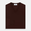 View 3 of product Wine V-Neck Merino Wool Jumper