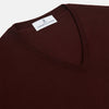 View 2 of product Wine V-Neck Merino Wool Jumper