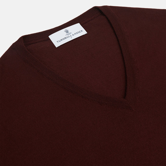 Wine V-Neck Merino Wool Jumper Image 1