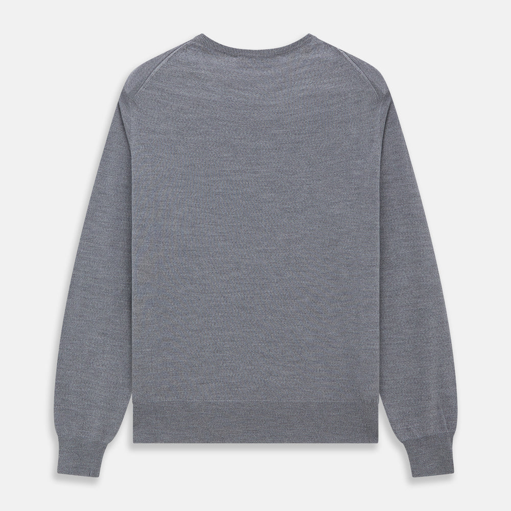Grey Crew Neck Merino Wool Jumper