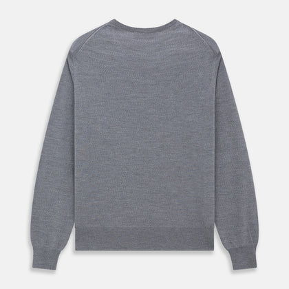 Grey Crew Neck Merino Wool Jumper Image 3