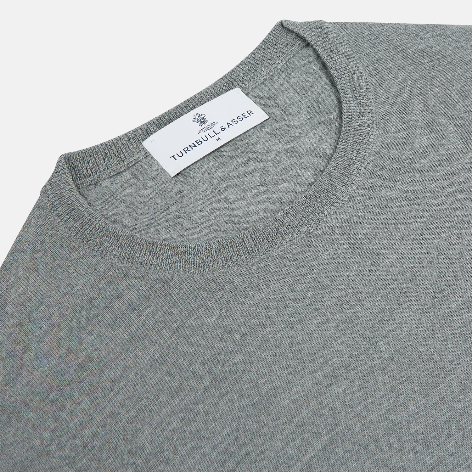 Grey Crew Neck Merino Wool Sweater | Turnbull & Asser