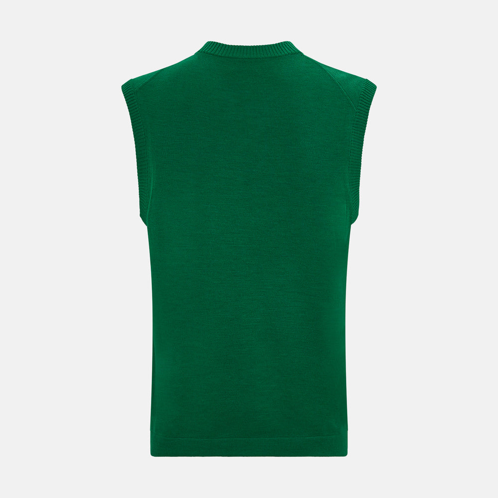 Hunter Green Fine Merino V-Neck Vest